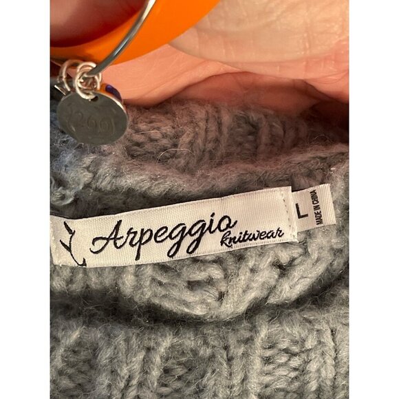 Arpeggio knitwear 20%‎ Wool 5% Alpaca Blue Gray Tunic Chunky Sweater Sz L - Picture 3 of 14